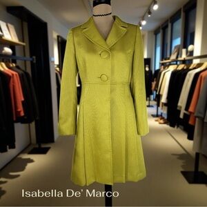 Isabella De' Marco Mystic Autumn Long Pea Coat in Citrine Green Size 4
